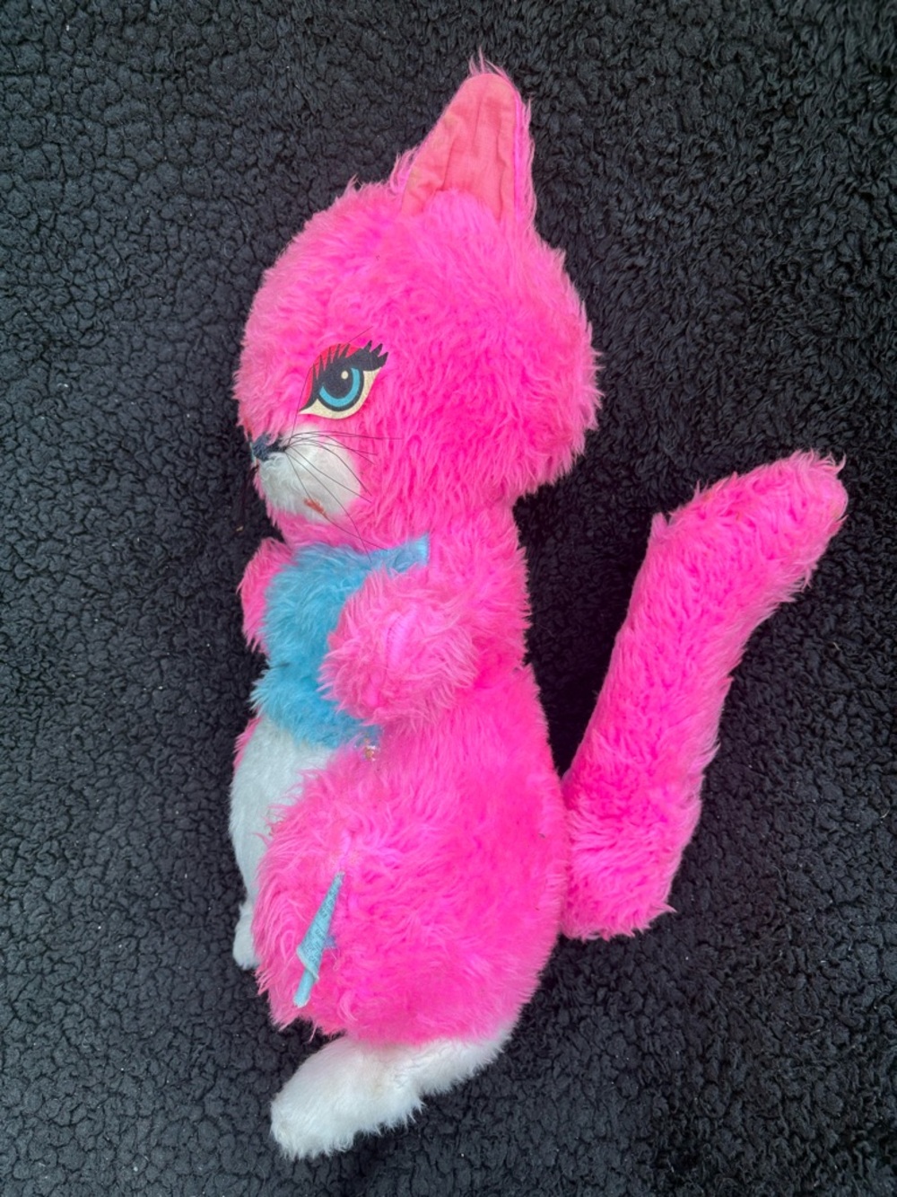 1960s Regal Toy Pink Cat Plush Big Eyes Retro Stuffed Animal Canada